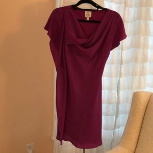 Suzi Chin Fuchsia Asymmetrical Mini Dress